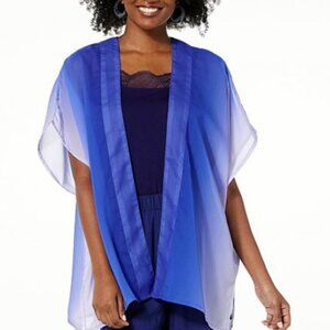 Colleen Lopez Clearwater Teal Blue Topper Duster Cardigan Open Front XS